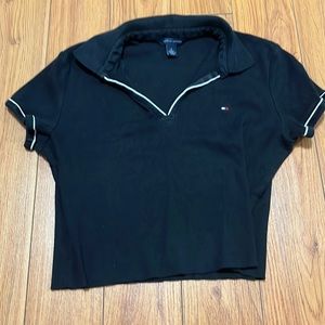 Tommy Hilfiger black cropped polo
